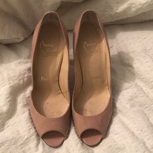 Christian Louboutin nude peep toe pumps